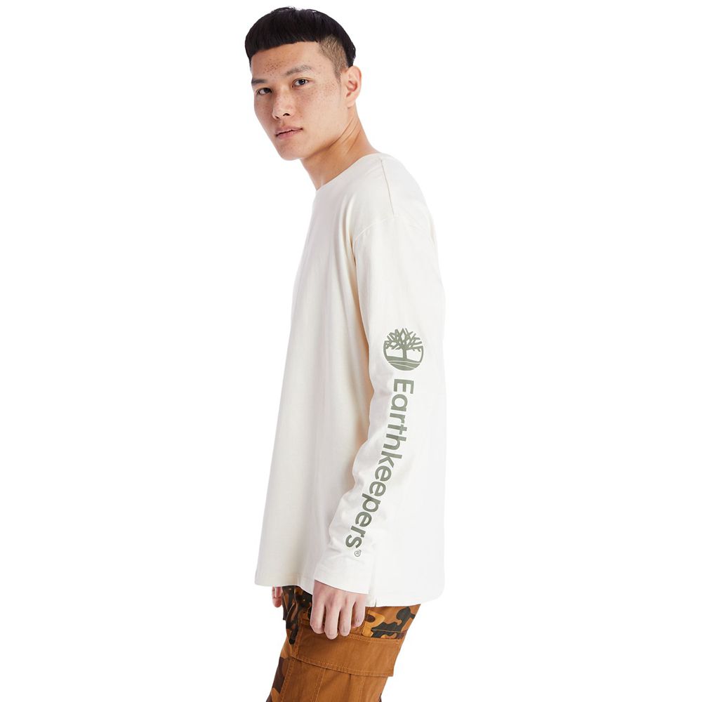 Timberland Mens T-Shirts Ecoriginal EK+ Long-Sleeve - White - India WN1560392